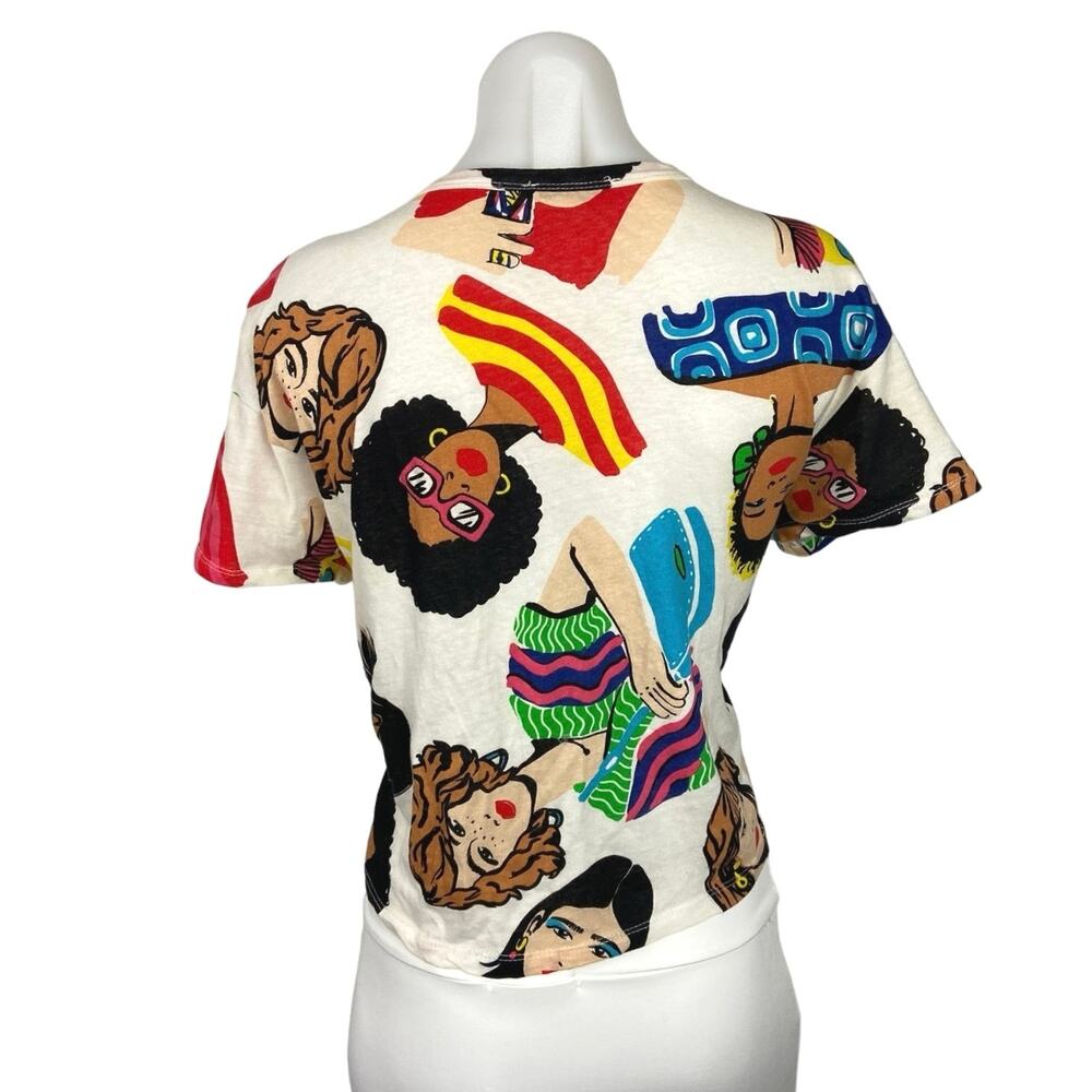 Zara Multicolor Diversity Artwork Women Graphic Short Sleeve T-Shirt Top Size S - Picture 2 of 5
